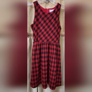 Girl's size 16 Red Buffalo plaid sleeveless dress.